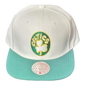 Mitchell Ness Boston Celtics Baseball Cap Hat Adjustable White Green
